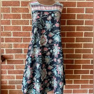 neesh by D.A.R. Sleeveless Floral Striped Knee Length Dress, Round Neck, XS